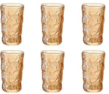 IXART Vasos de Agua/Vasos 6 PCS/Establezca vasos de beber taza de vidrio reutilizable tazas de vidrio apilable for bebidas mixtas, agua, jugo, cerveza, cóctel Vasos de Cristal (Color : A)