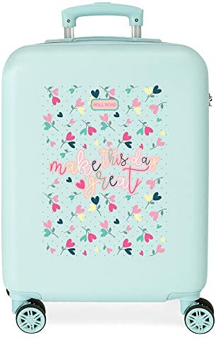 ROLL ROAD Queen of Hearts Maleta de Cabina Azul 38x55x20 cms Rígida ABS Cierre de combinación Lateral 35L 2 kgs 4 Ruedas Equipaje Mano