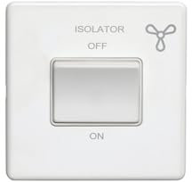 6Amp Fan Isolator Switch Flat Concealed White Plate White Rocker
