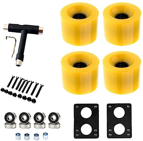 Anlayliay 80A Skateboard Wheels Replacement with Bearings Longboard PU Wheels Cruiser Wheels Street Upgrade Replacement, Yellow
