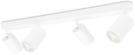 KYOTECH Weiß 4-flammige Spotlampe LED Deckenleuchte Weiss Deckenlampe Schwenkbar GU10 Spotleuchte Drehbar Deckenspots für 4x GU10 Leuchtmittel für Küche Wohnzimmer ohne Leuchtmittel