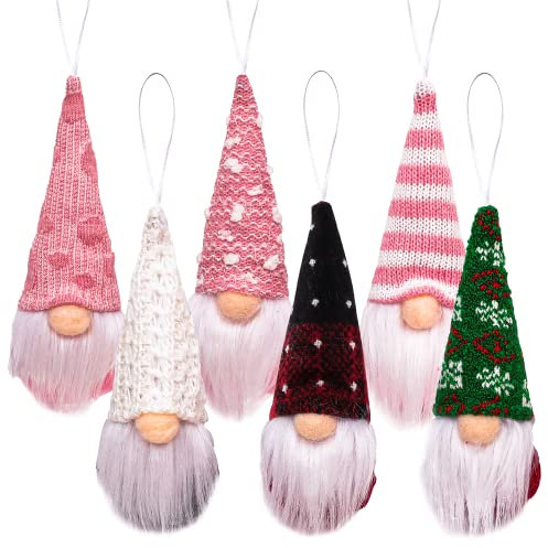 EKKONG 6Pcs Kleiner Plüsch Wichtel Gnom Weihnachtsdeko, Weihnachtswichtel zum Aufhängen Weihnachtszwerge, Skandinavische Weihnachtsmann Elf Plüschtiere, Hängende Weihnachtsmann Weihnachtsdeko