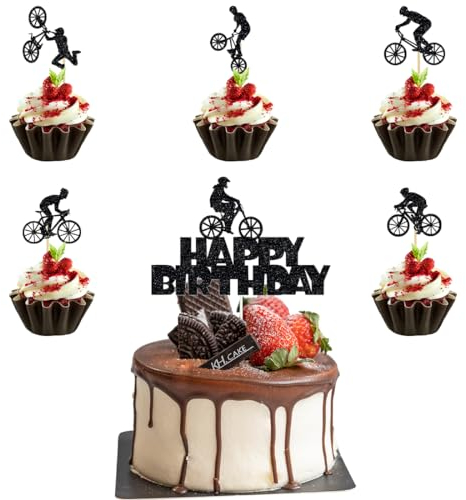 VIVIIHOO 26 Stück Kuchen Deko Fahrrad - Tortendeko Geburtstag Mann, Tortenfigur Fahrrad, Kuchendeko Fahrrad, Fahrrad Dekoration & Sport Party Dekoration für Mann & Junge