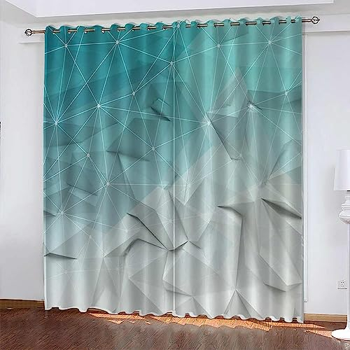Vorhang Blickdicht 3D Einfacher Blauer Farbverlauf Ösenschal 2Er Set 280 X 250 cm Fenster Gardinen Mit Ösen Verdunkelungsvorhang Wohnzimmer Schlafzimmer Kinderzimmer Thermovorhang -3Y8H/W6E