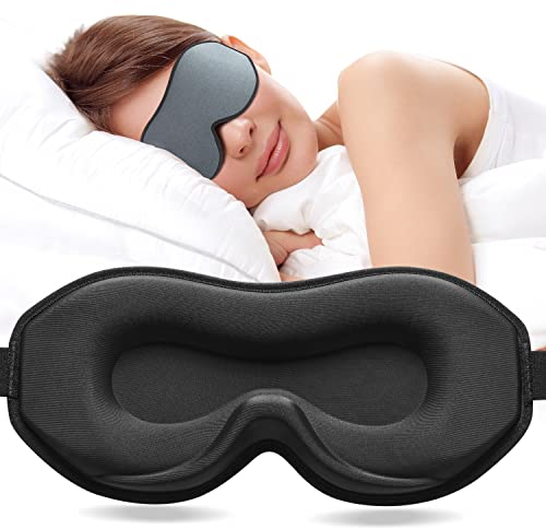Umisleep Schlafmaske für Seitenschläfer, 3D-Augenhöhlen und verstellbares Gummiband, lichtblockierend und atmungsaktiv, Augenmaske für Männer und Frauen, geeignet für Reise-Yoga, Grau