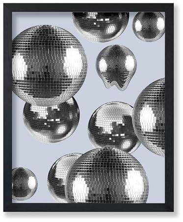 Poster Master Discokugel-Poster – Retro-Silber-Discokugel-Druck – trendige Kunst – adrette Kunst – Disco-Kunst – moderne Kunst – schicke Boho-Kunst – ästhetische Wohnheim oder Nachtclub-Wanddekoration