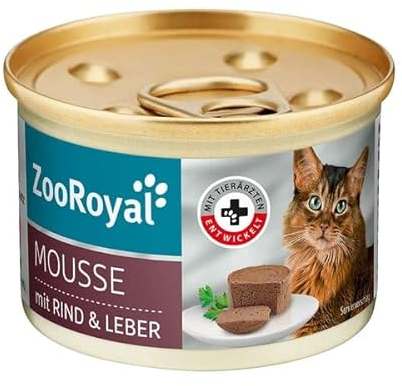 ZooRoyal Katzen Mousse Rind und Leber 12x85g katzenfutter nassfutter alleinfuttermittel Multipack