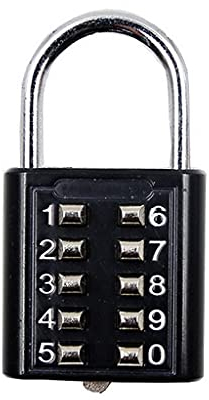 Zahlenschloss, Codeschloss, Gepäckschlösser, Sicherheitsvorhängeschloss, 10-stelliges Druckknopf-Kombinationsschloss, 5-stelliger Schließmechanismus, Zinklegierung, Diebstahlsicherung, Ziffern-Push-Pa