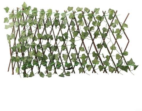 YUANGANG Gartensichtung, erweiterbarer Rankgitter, Zaun, Sichtschutz, künstliche Efeublätter, Zaun, Spalier, Balkon, Wandmatte (Süßkartoffel)
