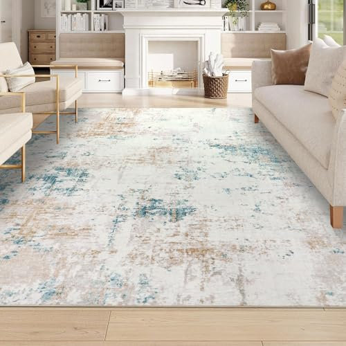 Homcomodar Teppich Wohnzimmer 160x230cm Teppich Beige Moderne Waschbarer Teppiche Schlafzimmer Kurzflor für Kinderzimmer Esszimmer Wohnzimmer