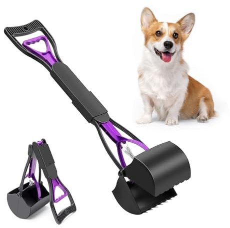 Fahibin 60cm/23.6 Recogedor de Caca para Perros,Pala de Perro,Recogedor de Dientes de Mango Largo, Pala para Recoger Caca de Perro