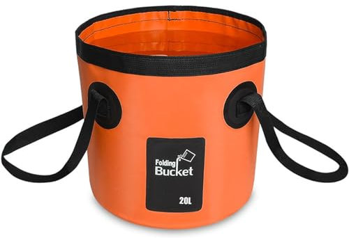 Seau Pliable, Seau Pliant Multifonctionnel, Seau de Camping pour Voyage Randonnée, Lavabo Pliable, Bol Pliant Extérieur, Orange, 20 L