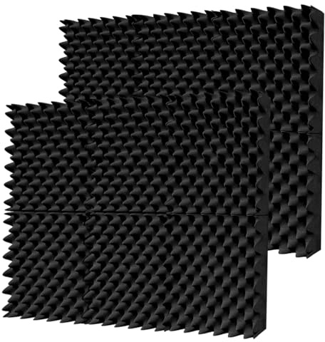 TroyStudio Thick Acoustic Foam Panels, 12 X 12 X 3 Inch 12 Pcs Broadband Sound Absorbing Foam, Dense Soundproof Padding Tile, Recording Studio Foam Absorber, Eggcrate Decorative 3D Wall Ceiling Panel