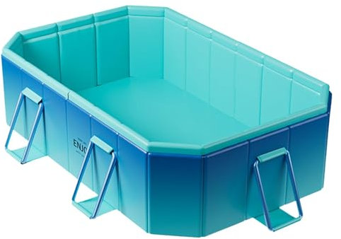 Besreey Faltbarer Pool - Faltbarer Pool Mit Doppelte Ablassventil, Faltbarer Hundepool Kinderpool Mit Stativständer, Stabiler Hundepool, Faltbare Hundewanne, Planschbecken Für Hunde, Kinder