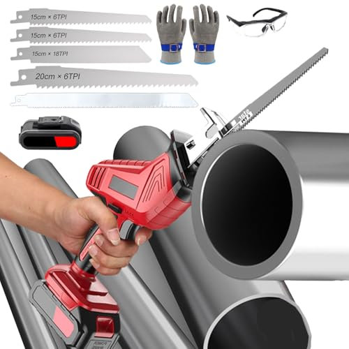 agreilduite Cordless Professional Butcher Reciprocating Saw-Electric Bone Saw for Cutting Wood/Metal/Bones,Battery Powered Bone Meat Cutter for Home/Commercial Use,with 5 Blades &Storage Box,1Battery