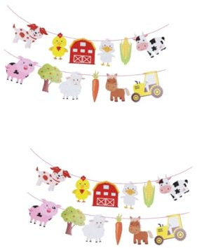 VICASKY 2St tierische Girlande Tiermuster-Geburtstagsbanner Papiergirlanden für Geburtstagsfeiern Partygirlande DIY-Verzierung Tiere Ammer Bauernhof hängende Fahne Geburtstagsgirlande