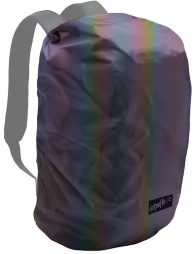 REEFLEXX Reflektor Rucksackhülle Black Prisma, Größe M, für 20-35 Liter Rucksäcke, erhöhte Sichtbarkeit bei Nacht und schlechtem Wetter durch vollflächige Reflektion