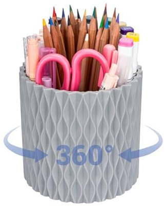 Yamobi Stiftehalter Schreibtisch Organizer, 360° Drehbar schreibtisch organizer, stiftehalter schreibtisch, Kinderzimmer Und Mehrzweck Lagerung(grau)