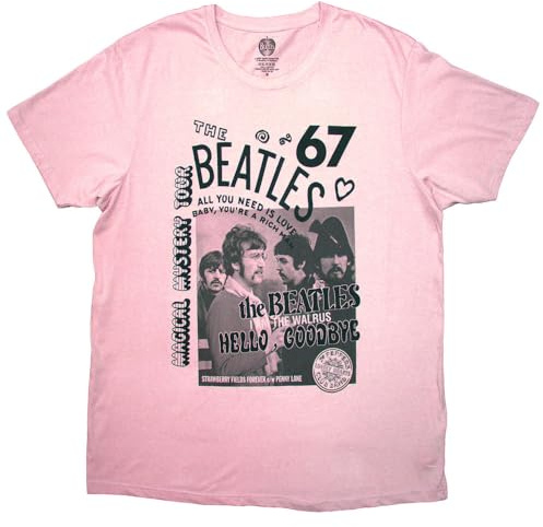 Rock Off officially licensed products The Beatles 1967 All You Need is Love T Shirt XL Pink
