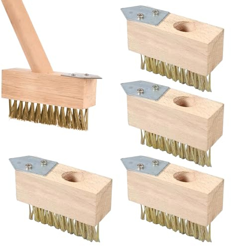 Weed Joint Brush, Pack of 4 Weed Brush with Steel Bristles, Garden Broom Joint Cleaning Steel Brush, Joint Cleaner Steel Bristles, Steel Brush Joint Scraper for Moss and Weed Replacement Brushes