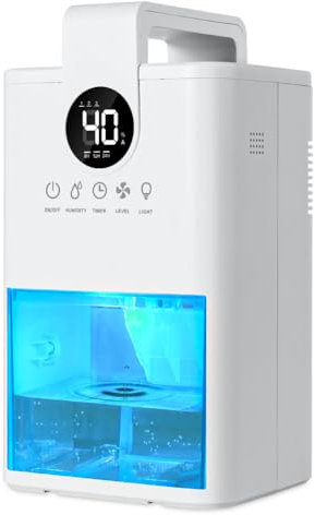 Vicloon Deshumidificador 1000 ML, Deshumidificador Eléctrico para Hogar con Pantalla LED, Silencioso, Bajo Consumo, Luz LED de 7 Colores, Apagado Automático, para Dormitorio/Armario/Baño