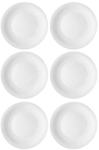 AC - Pack de 6 Platos Hondos Modelo Elba - Ø 24 cm - Vidrio Opal - Apto para lavavajillas y microondas - Ideal para el hogar, Cocina y hostelería