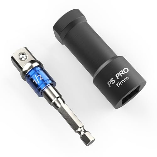 PS PRO 17 mm Unistrut Channel Socket Set – 1/2 Inch Drive Alloy Steel Impact Socket with a Socket Adapter for Quick and Efficient Use (Black Oxide, 17mm)