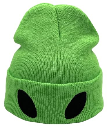 Winter Alien Hut - Wintermütze mit Alien-Motivation, warme Mütze mit Alien-Design, grünes Alien Design | Wintermütze mit warmer Implikation