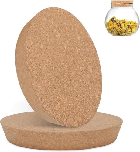 Lot de 2 bouchons coniques en liège - En bois naturel doux - Pour bocaux en verre et céramique - 110 x 90 mm