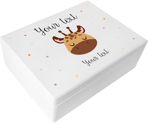 Creative Deco Personalised White Baby Memory Box | Custom Keepsake Boxes | Unique Gift for Newborn Boy or Girl | Customised Wooden Storage Box with Hinged Lid | UV Print