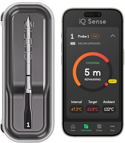 CHEF iQ Sense [2025 Model] | Smart Wireless Meat Thermometer | Ultra-Thin Probe | WiFi Unlimited Range | 530°C Heat Safe | 5 Sensors | BBQ, Grill, Oven, Smoker, Air Fryer | Gen3