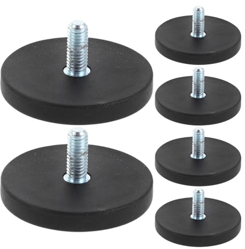 Kichvoe 6 Sets Rubber Coated Magnets M4 Mounting Magnets Thread Stud Magnetic For Rock Light Bar Camera Cabinet Blackboard Refrigerator