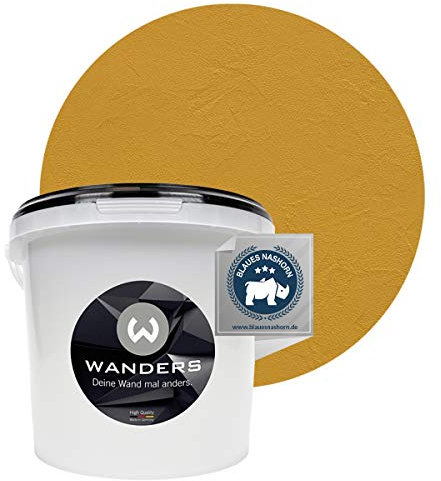 Wanders24 Venezia Stein-Optik (3 Liter, Ocker) Wandfarbe zum Spachteln, 6 Farbtöne erhältlich, Italien für Zuhause, Strukturpaste Made in Germany