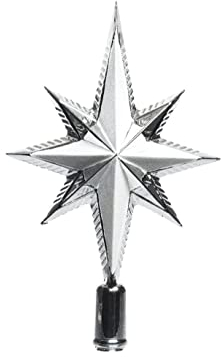 KAE Christbaumspitze Stern Kunststoff Glitzer 25cm Weihnachtsspitze Tannenbaumspitze bruchsicher Silber