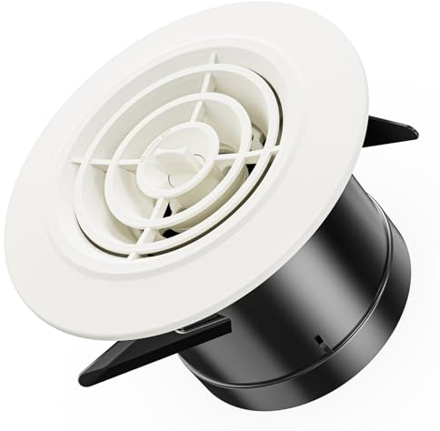 Hon&Guan Ø 75mm Rejilla de Ventilación Redonda, ABS Difusor de Ventilacion de Techo Redondo, Ajustable Difusor de Techo para Baño, Cocina, Chimenea, Horno, Campana Extractora, Blanco