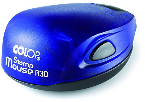 Stempel Colop Stamp Mouse R 30 custom (ø30 mm - 5 Zeilen) mit individueller Textplatte Farbe Indigo