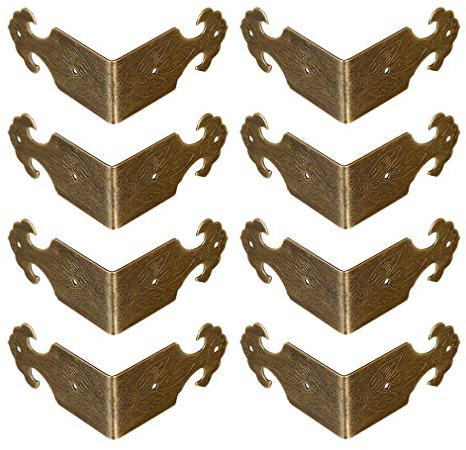 Tiazza 8Pcs Right Angle Brass Box Corner Protector Corner Braces Hardware Desk Edge Guards Wood Jewelry Box Photo Frame Accessories