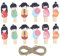 12 Pièces Mini Pinces à Linge Poupées Kokeshi Japonaises Mini-Clip Photo Pinces à Suspendre Pince à Photo De Noël Photos Organisateur Clips Chevilles d'image Bambou Corde en Bois