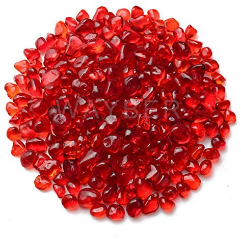 WAYBER Glass Stones, 1Lb/460g Irregular Sea Glass Pebbles Non-Toxic Artificial Crystal Stones for Vase Filler/Table Scatter/Aquarium Decoration/Handcraft Making/Jewelry Display, Red