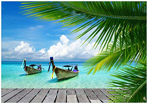 Wallario Poster - Sonnenboot in der Karibik in Premiumqualität, Größe: 70 x 100 cm (Riesenposter)