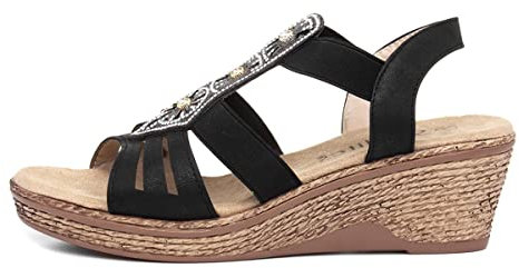 SOFT-LITES. Softlites Sharon Womens Black Slip On Wedge Sandal - Size 6 UK - Black