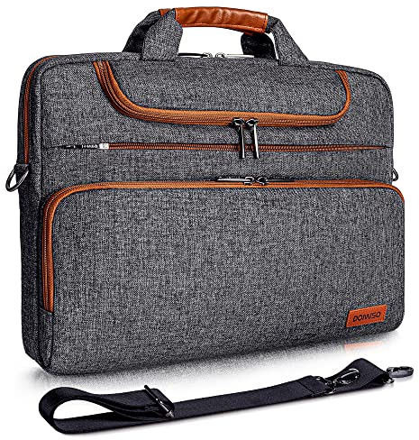 DOMISO Laptop Bag Case Sleeve 15 15.6 16 inch for Women Men,Business Briefcase Waterproof Messenger Shoulder Bag for Macbook Air/Pro Lenovo IdeaPad Acer Aspire HP ENVY 15 Dell XPS 15, Dark Grey