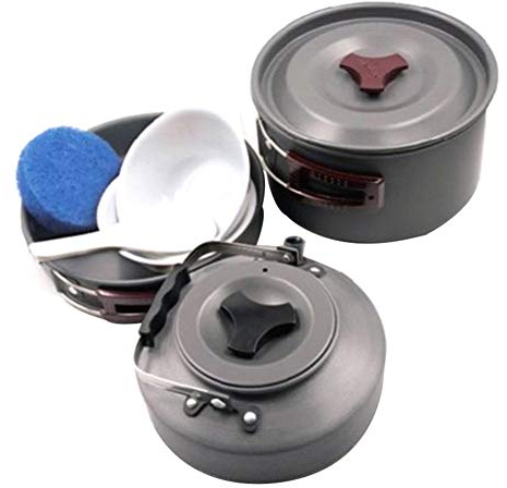 LXLTLB Camping Kit De Utensilios De Cocina, Camping Kit De Utensilios De Cocina Vajilla De Camping Plegable Alúmina Sartén Horno De Leña Olla Al Aire Libre Olla Sartén Tetera
