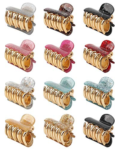 Yangfei 12 mollette per capelli in acrilico, 1,5 pollici per capelli in plastica, clip per artiglio per capelli per donne e ragazze (12 colori)