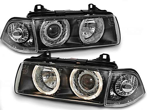 Scheinwerfer für BMW E36 Limousine 1992-1998 Angel Eyes schwarz