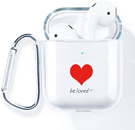 AKABEILA Hülle für Apple Airpods 2 & 1 Case Silikon Transparent Durchsichtig Air pods 1 Schutz hüllen Zubehör [LED an der Frontseite Sichtbar] [Stoßfeste Schutzhülle] Mit Karabiner