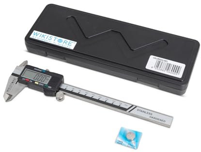 WIKISTORE CALIBRO DIGITALE PROFESSIONALE 150 mm con 4 funzioni, Calibro analogico 15 cm con becchi da 40 mm, Calibro acciaio con display grande lettura 0,01 mm, Attrezzo da lavoro preciso ed accurato
