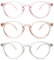 MAGIMODAC Damen Blaulichtfilter Brille Klein Rund Blaulichtbrille Anti Blaulicht Computer Brillen Brillenfassungen Oval Computerbrille ohne Stärke(Rosa+Hellbraun+Transparent, 0.00)