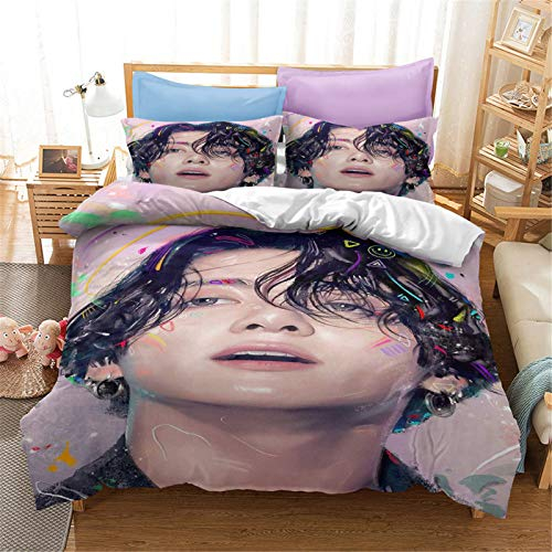 Fgolphd BTS Bulletproof Boy Scouts bettwäsche mädchen,Baumwolle 100% Mikrofaser mit Kissen - Geeignet für Jugendliche (6,Single 135×200CM)