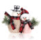 com-four® Schneemann Paar Größe L, süße Weihnachtsdeko, optimal als Tischdeko zur Adventszeit, schöne Dekofiguren für Innen (rot-grün - L)